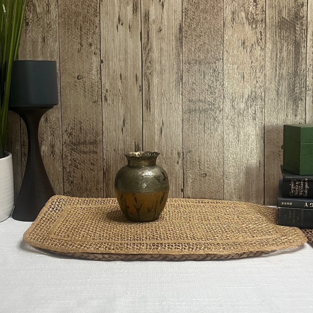 Vintage Amber Art Glass Bud Vase with Decorative Pierced Rim | Rustic Boho Home - Picture 3 of 6
